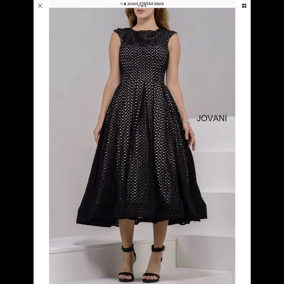 fit and flare tea length cocktail dress